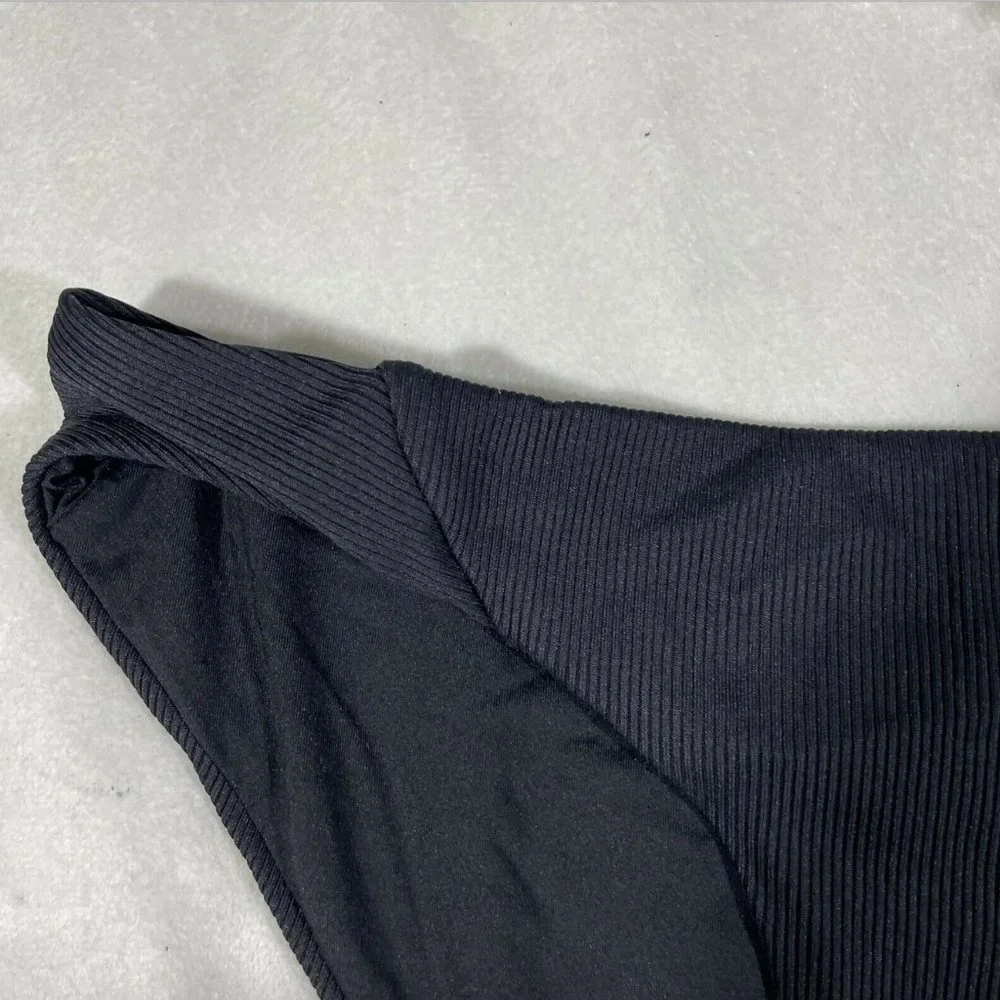 NEW $54 Becca Fine Line Ribbed Bikini Bottoms Black‎ [ SZ Small ]